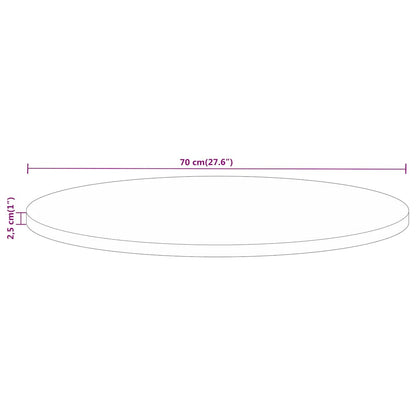vidaXL Tischplatte Ø 70x2,5 cm Rund Massivholz Mango