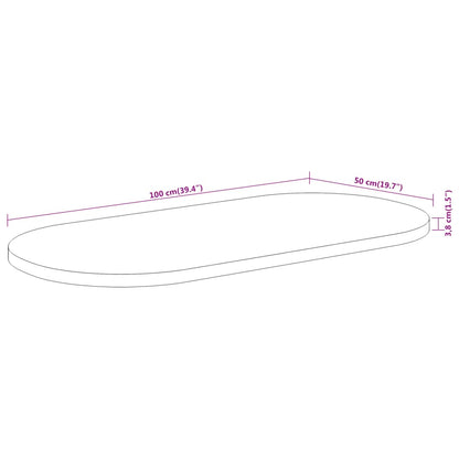 vidaXL Tischplatte 100x50x3,8 cm Oval Massivholz Akazie