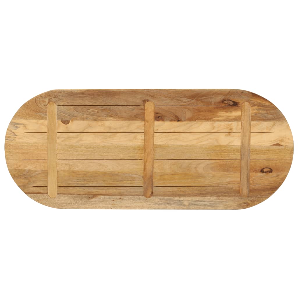 vidaXL Tischplatte 100x40x2,5 cm Oval Raues Massives Mangoholz