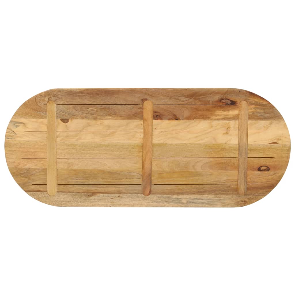 vidaXL Tischplatte 100x50x2,5 cm Oval Raues Massives Mangoholz
