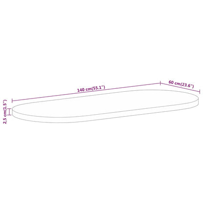 vidaXL Tischplatte 140x60x2,5 cm Oval Massivholz Mango