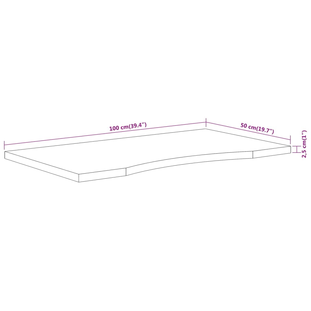 vidaXL Schreibtischplatte 100x50x2,5 cm Rechteckig Massivholz Akazie
