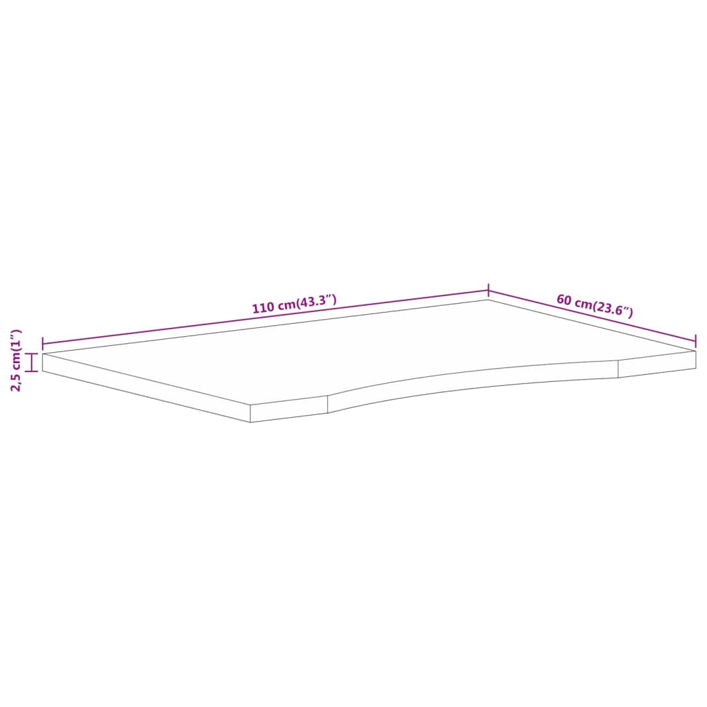 vidaXL Plateau de bureau avec découpe 110x60x2,5 cm Bois de manguier massif