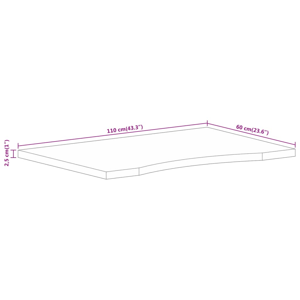vidaXL Schreibtischplatte mit Aussparung 110x60x2,5cm Massivholz Mango