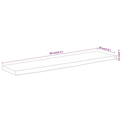 vidaXL Wandregal 80x20x2,5 cm Rechteckig Massivholz Akazie Baumkante