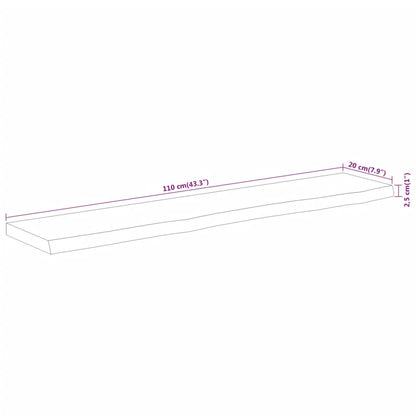 vidaXL Wandregal 110x20x2,5 cm Rechteckig Massivholz Akazie Baumkante