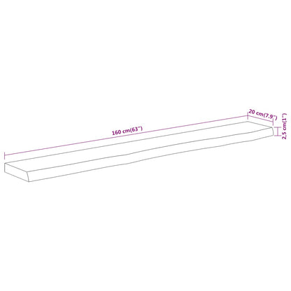 vidaXL Wandregal 160x20x2,5 cm Rechteckig Massivholz Akazie Baumkante