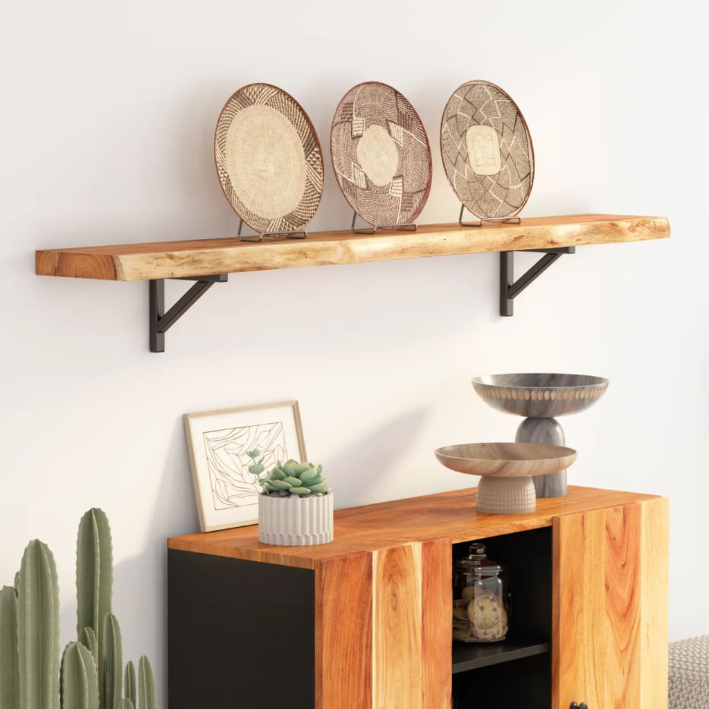 vidaXL Wandregal 160x20x2,5 cm Rechteckig Massivholz Akazie Baumkante