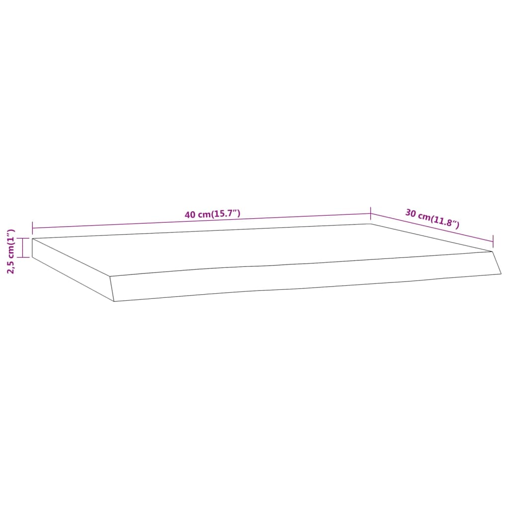 vidaXL Wandregal 40x30x2,5 cm Rechteckig Massivholz Akazie Baumkante