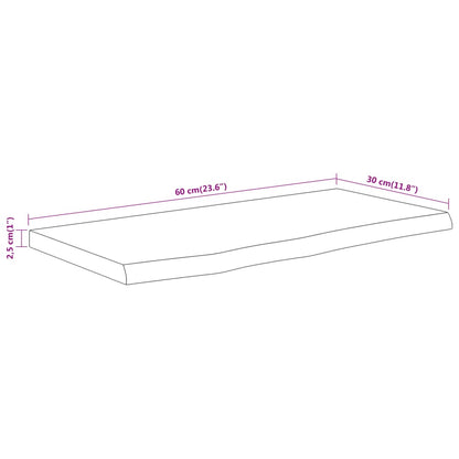vidaXL Wandregal 60x30x2,5 cm Rechteckig Massivholz Akazie Baumkante