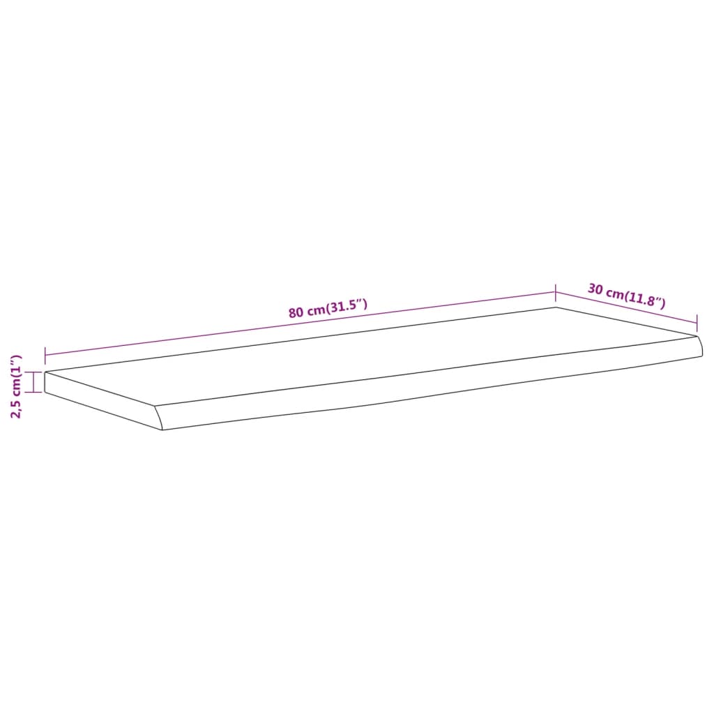 vidaXL Wandregal 80x30x2,5 cm Rechteckig Massivholz Akazie Baumkante
