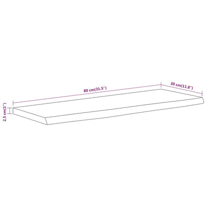vidaXL Wandregal 80x30x2,5 cm Rechteckig Massivholz Akazie Baumkante