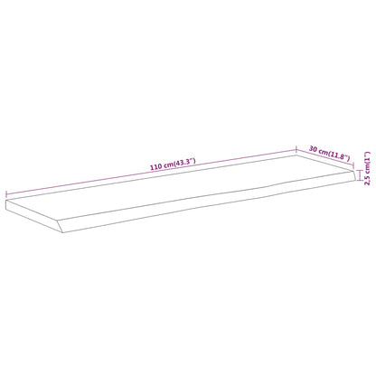 vidaXL Wandregal 110x30x2,5 cm Rechteckig Massivholz Akazie Baumkante