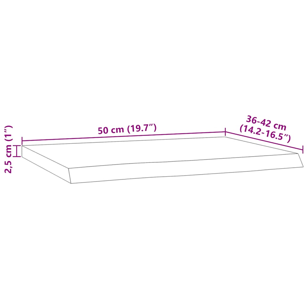 vidaXL Wandregal 50x40x2,5 cm Rechteckig Massivholz Akazie Baumkante