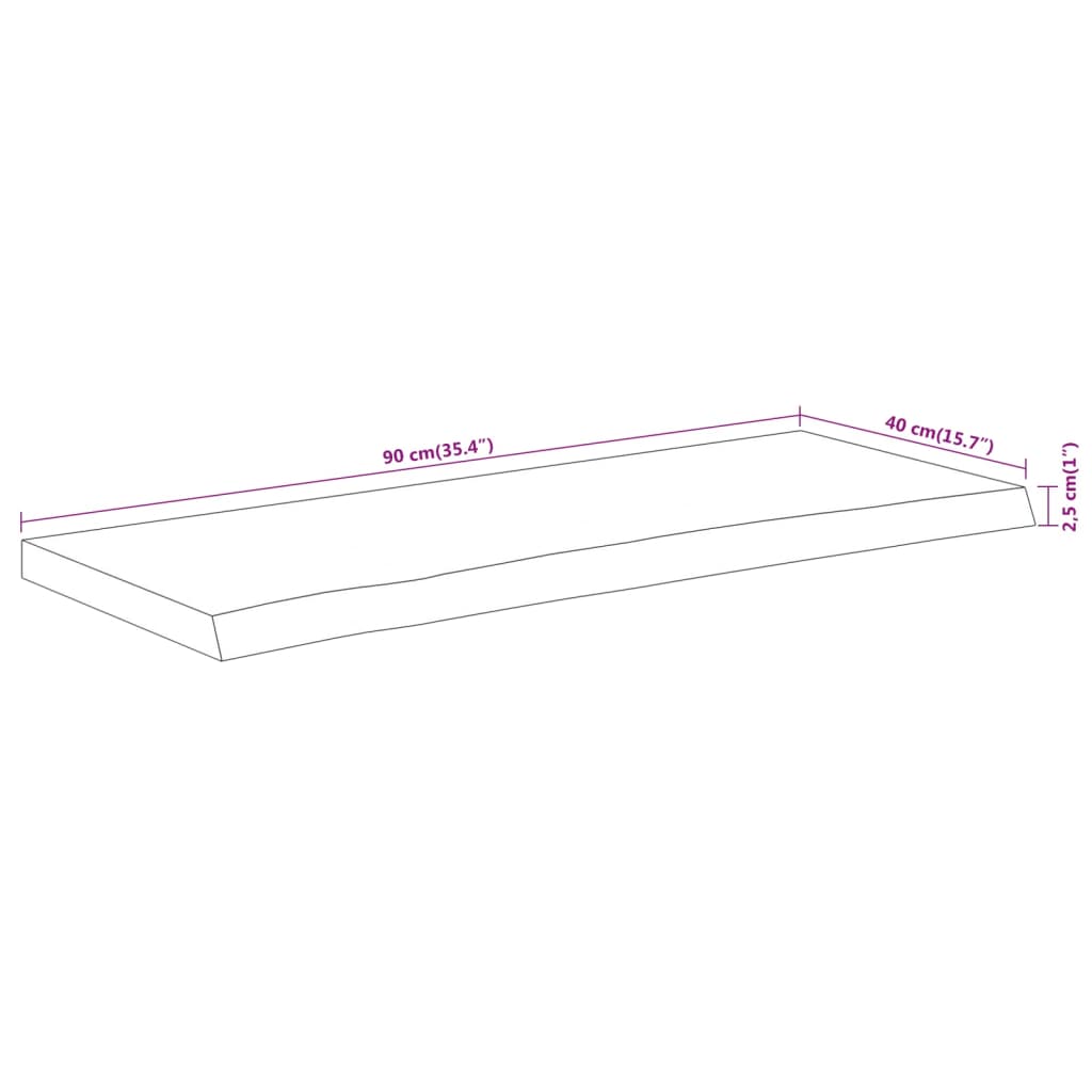vidaXL Tischplatte 90x40x2,5 cm Rechteckig Massivholz Akazie Baumkante