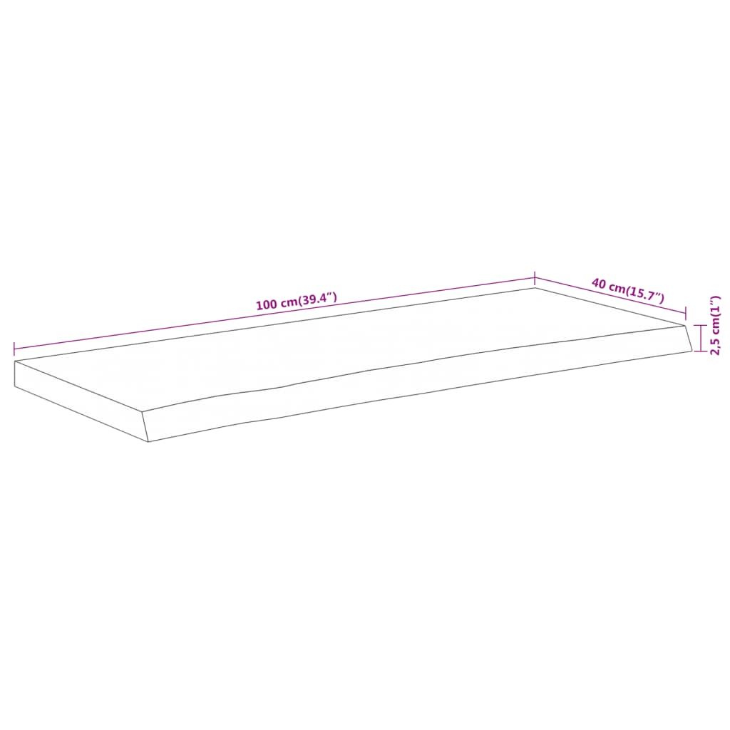 vidaXL Tischplatte 100x40x2,5cm Rechteckig Massivholz Akazie Baumkante