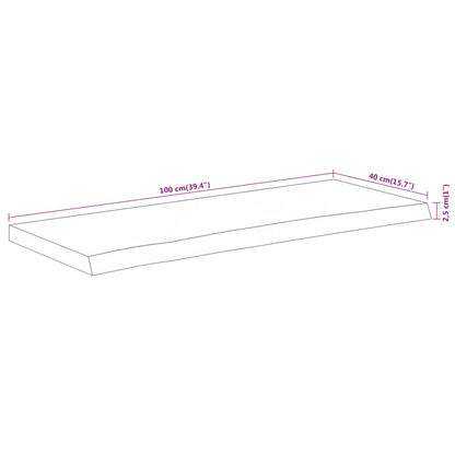 vidaXL Tischplatte 100x40x2,5cm Rechteckig Massivholz Akazie Baumkante