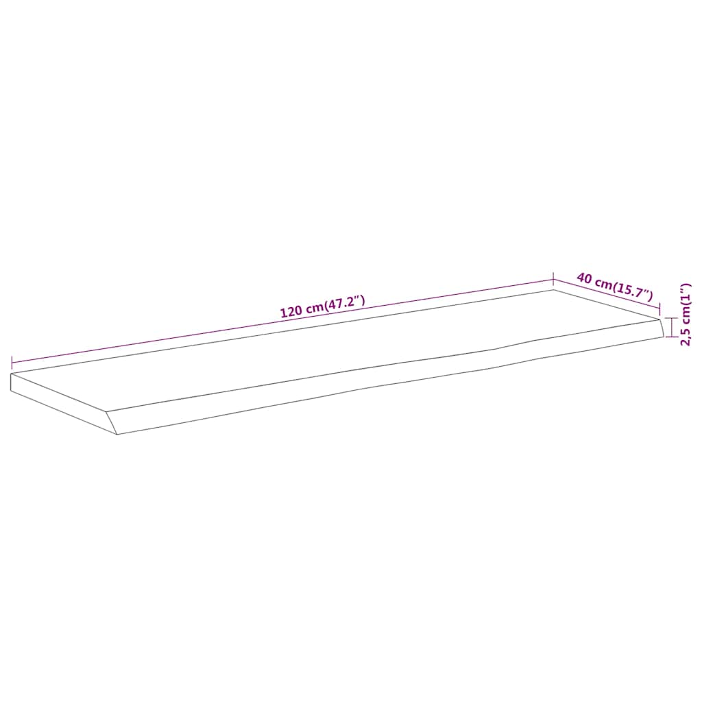 vidaXL Tischplatte 120x40x2,5cm Rechteckig Massivholz Akazie Baumkante