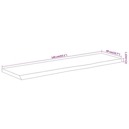 vidaXL Tischplatte 140x40x2,5cm Rechteckig Massivholz Akazie Baumkante