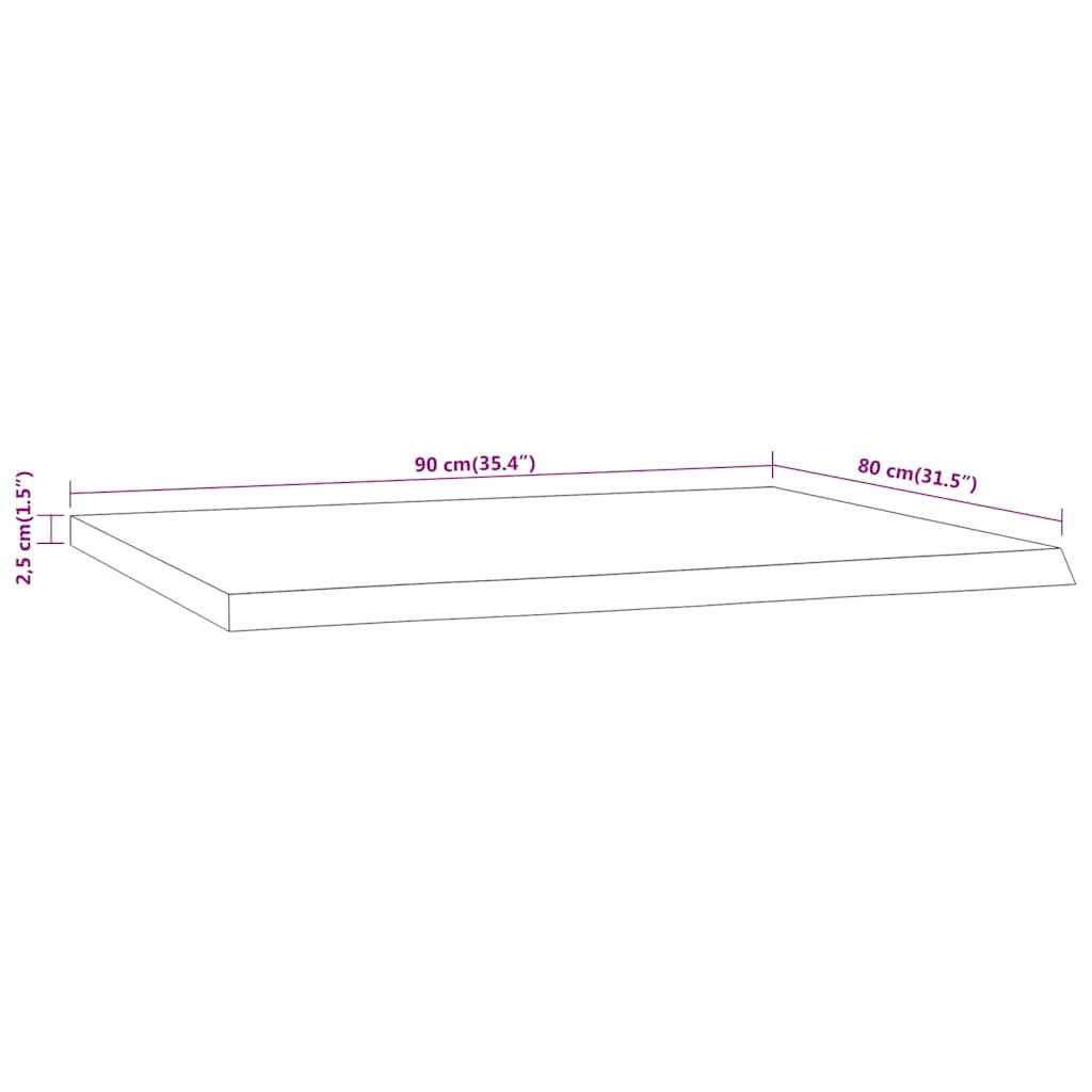 vidaXL Schreibtischplatte 90x80x2,5 cm Massivholz Akazie Baumkante