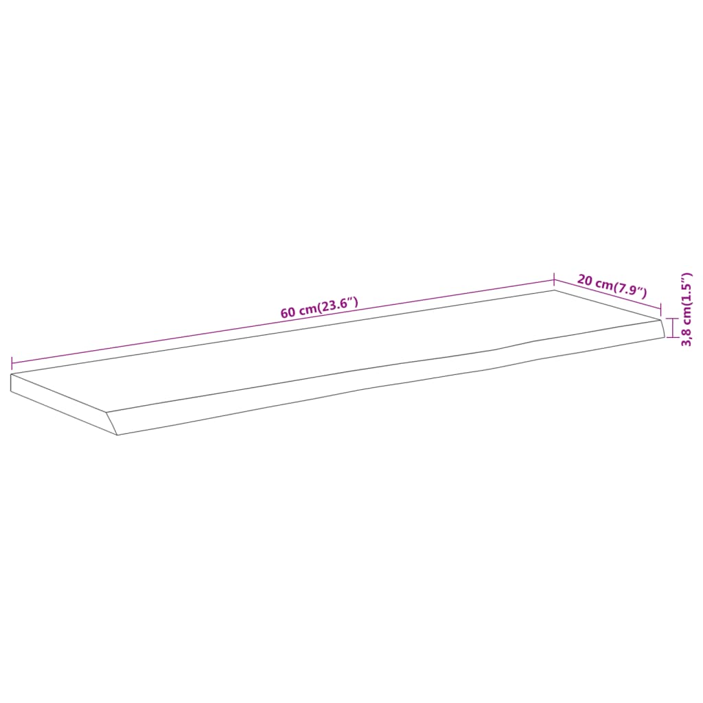 vidaXL Wandregal 60x20x3,8 cm Rechteckig Massivholz Akazie Baumkante