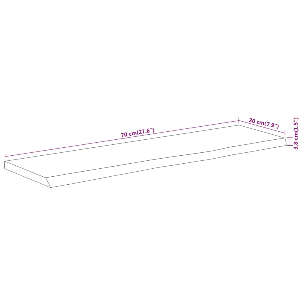 vidaXL Wandregal 70x20x3,8 cm Rechteckig Massivholz Akazie Baumkante