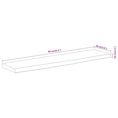 vidaXL Wandregal 80x20x3,8 cm Rechteckig Massivholz Akazie Baumkante
