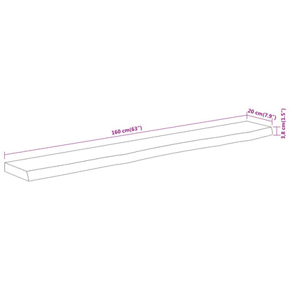 vidaXL Wandregal 160x20x3,8 cm Rechteckig Massivholz Akazie Baumkante