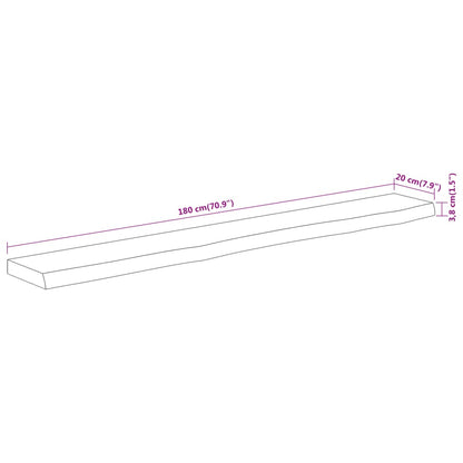 vidaXL Wandregal 180x20x3,8 cm Rechteckig Massivholz Akazie Baumkante
