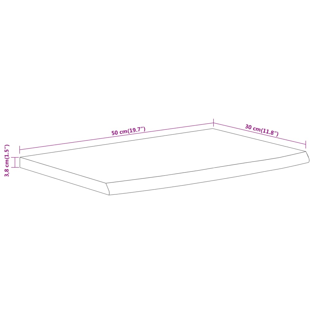 vidaXL Wandregal 50x30x3,8 cm Rechteckig Massivholz Akazie Baumkante
