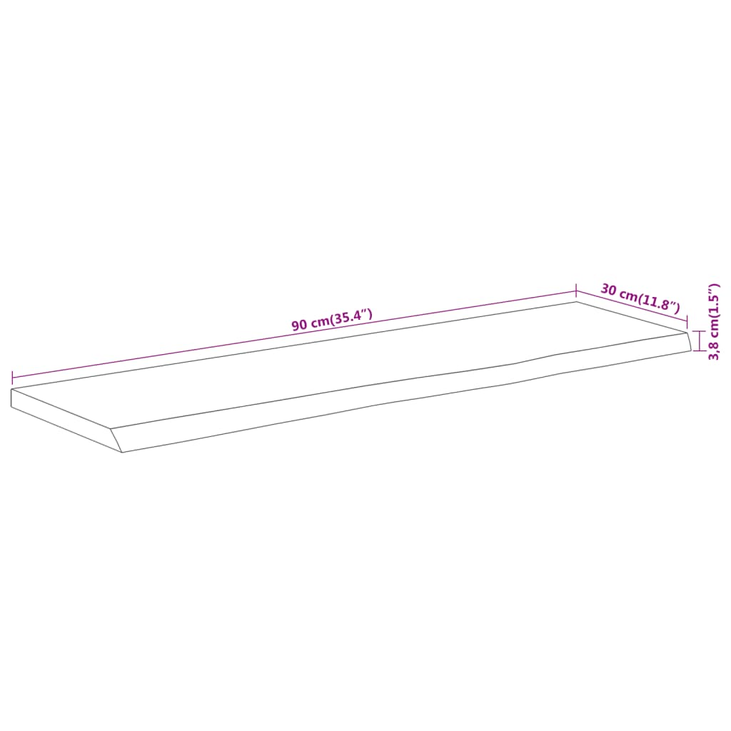 vidaXL Wandregal 90x30x3,8 cm Rechteckig Massivholz Akazie Baumkante