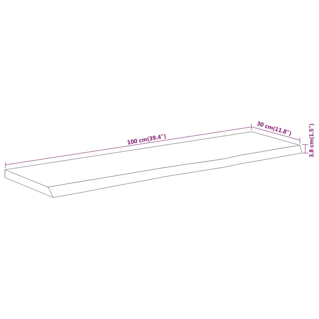 vidaXL Wandregal 100x30x3,8 cm Rechteckig Massivholz Akazie Baumkante