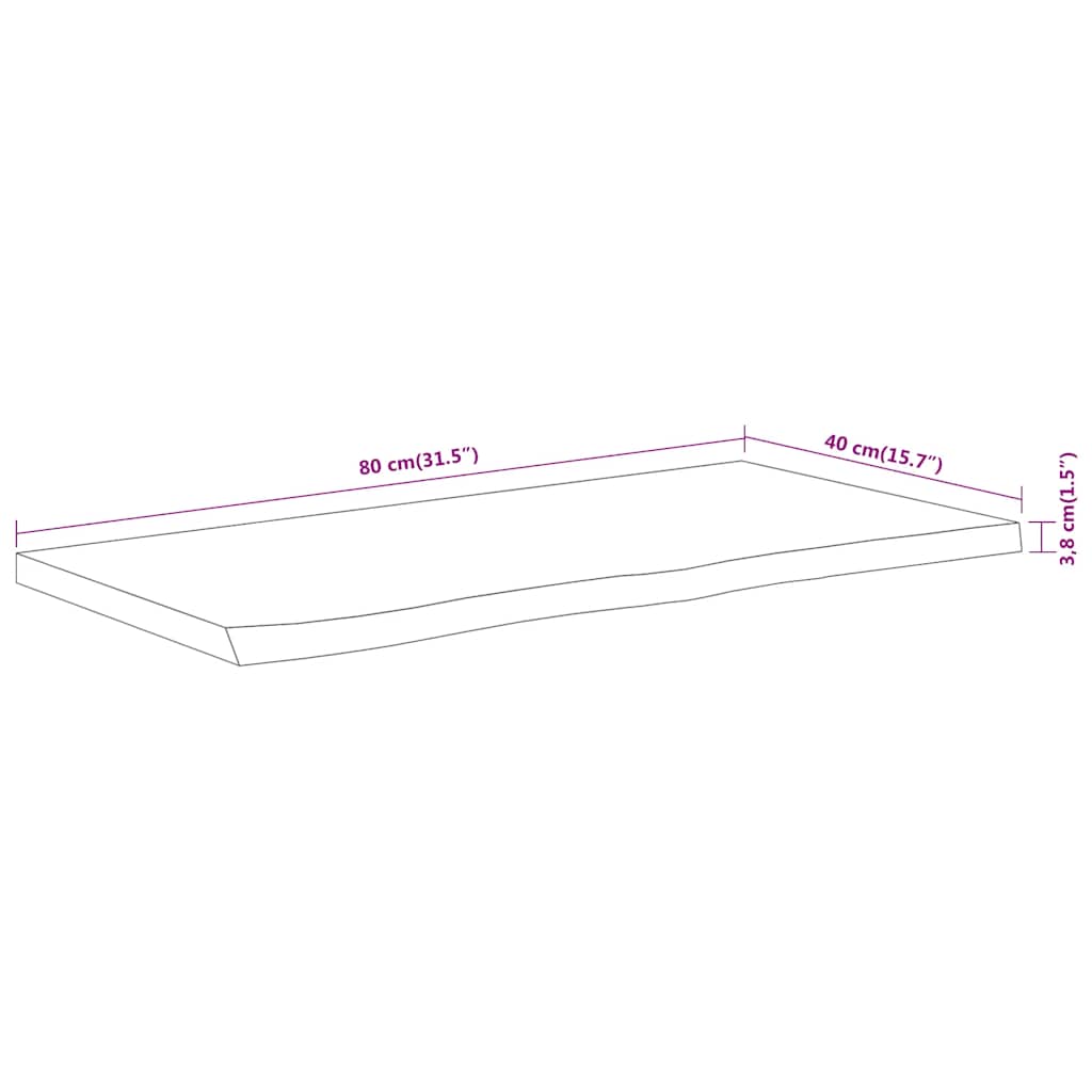 vidaXL Tischplatte 80x40x3,8 cm Rechteckig Massivholz Akazie Baumkante