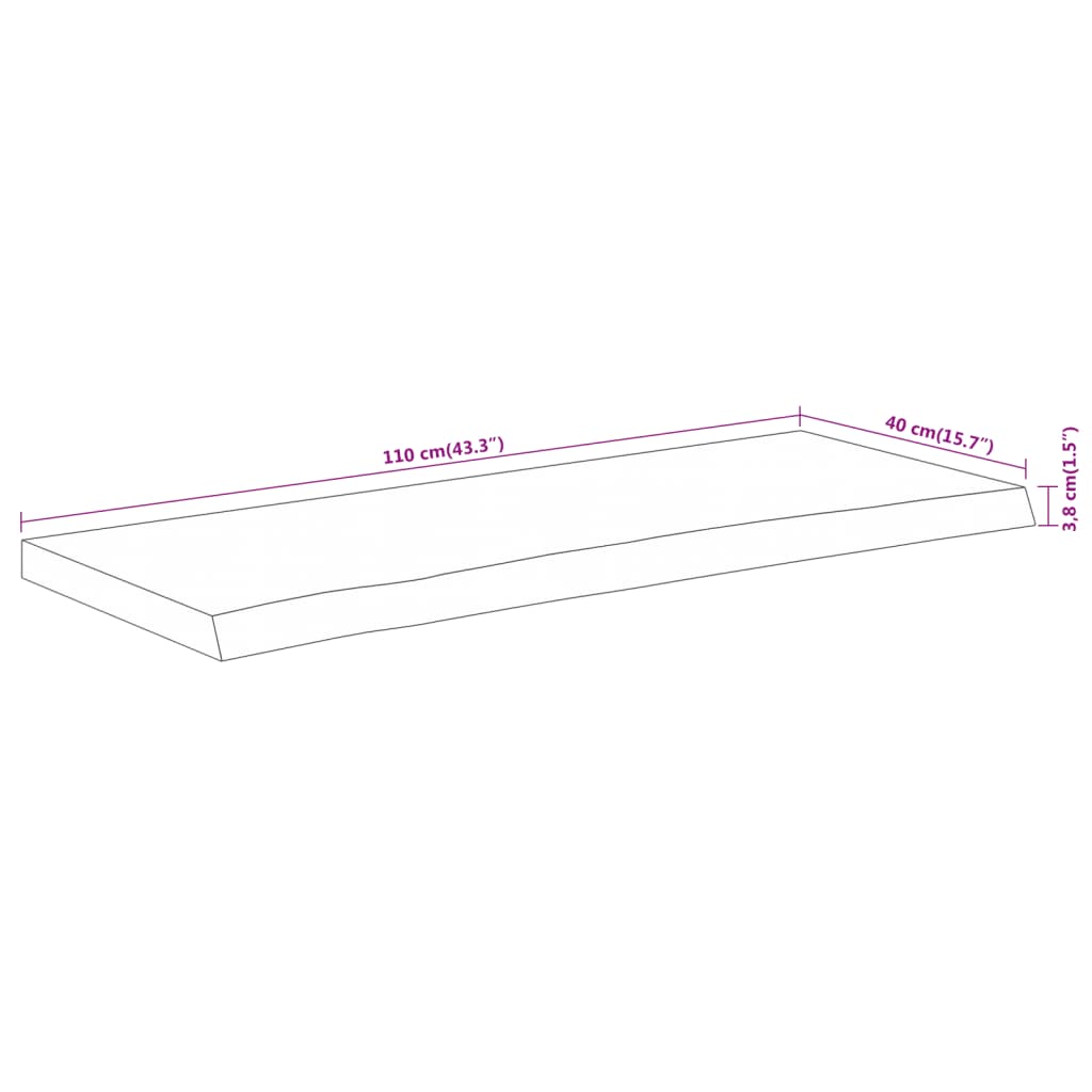 vidaXL Tischplatte 110x40x3,8cm Rechteckig Massivholz Akazie Baumkante