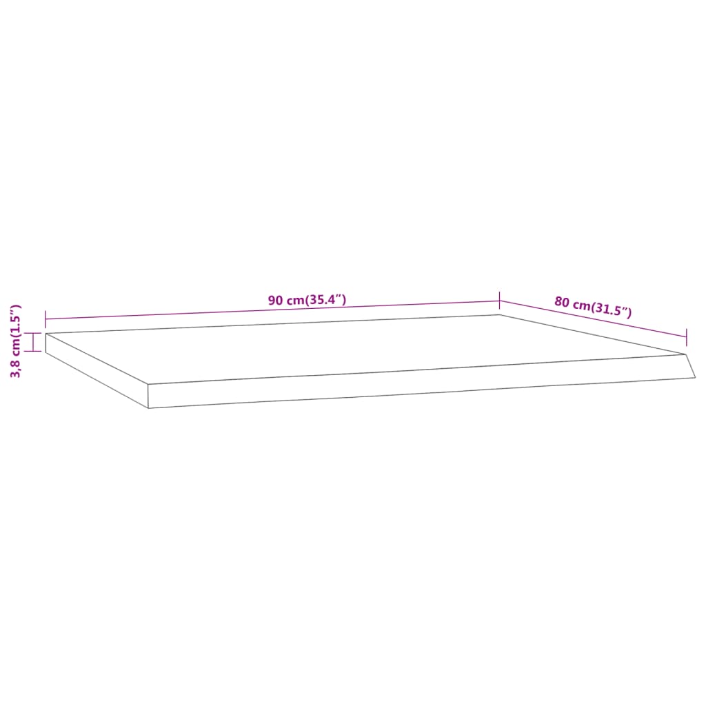 vidaXL Schreibtischplatte 90x80x3,8 cm Massivholz Akazie Baumkante