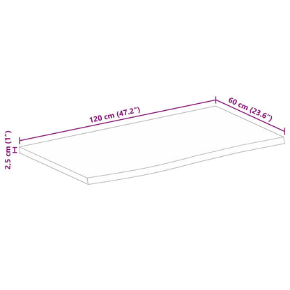 vidaXL Tischplatte 120x60x2,5 cm Baumkante Massivholz Raues Mangoholz