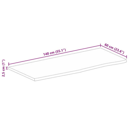 vidaXL Tischplatte 140x60x2,5 cm Baumkante Massivholz Raues Mangoholz
