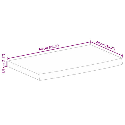 vidaXL Tischplatte 60x40x3,8 cm Baumkante Massivholz Raues Mangoholz