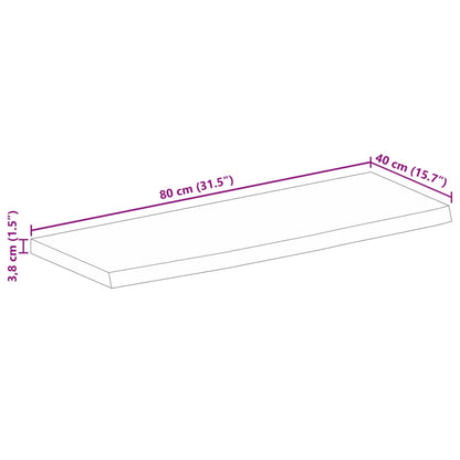 vidaXL Tischplatte 80x40x3,8 cm Baumkante Massivholz Raues Mangoholz