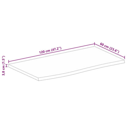 vidaXL Tischplatte 120x60x3,8 cm Baumkante Massivholz Raues Mangoholz