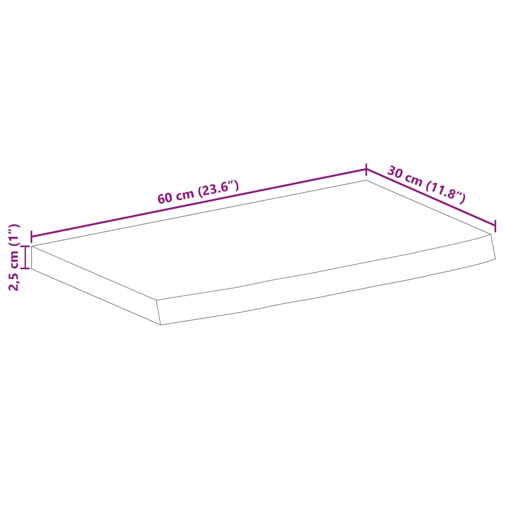 vidaXL Tischplatte mit Baumkante 60x30x2,5 cm Massivholz Mango