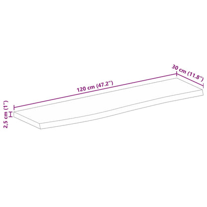 vidaXL Plateau de table avec bords naturels 120x30x2,5 cm Bois de manguier massif