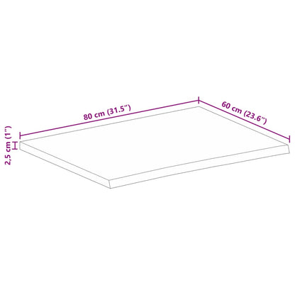 vidaXL Plateau de table à bord naturel 80x60x2,5 cm Bois de manguier massif