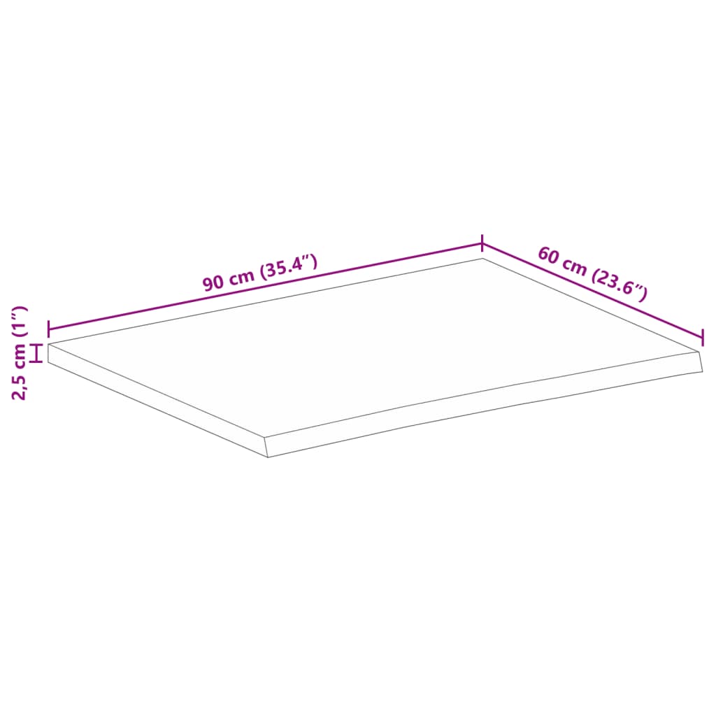 vidaXL Tischplatte mit Baumkante 90x60x2,5 cm Massivholz Mango