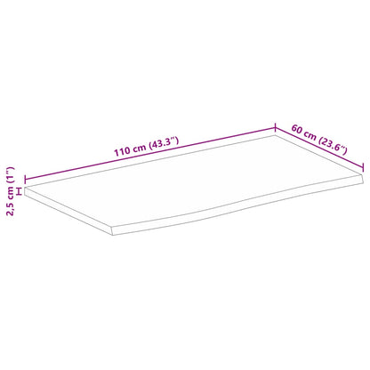 vidaXL Plateau de table avec bords naturels 110x60x2,5 cm Bois de manguier massif