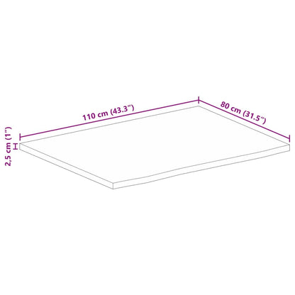 vidaXL Plateau de table avec bords naturels 110x80x2,5 cm Bois de manguier massif
