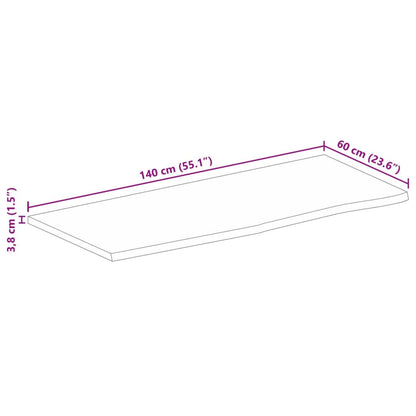 vidaXL Plateau de table à bord naturel 140x60x3,8 cm Bois de manguier massif
