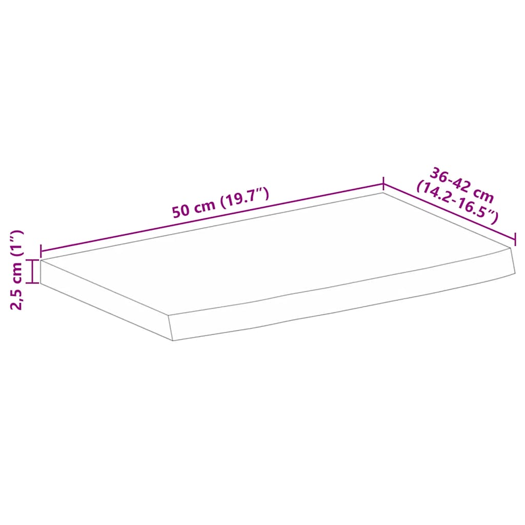 vidaXL Tischplatte mit Baumkante 50x40x2,5 cm Massivholz Mango