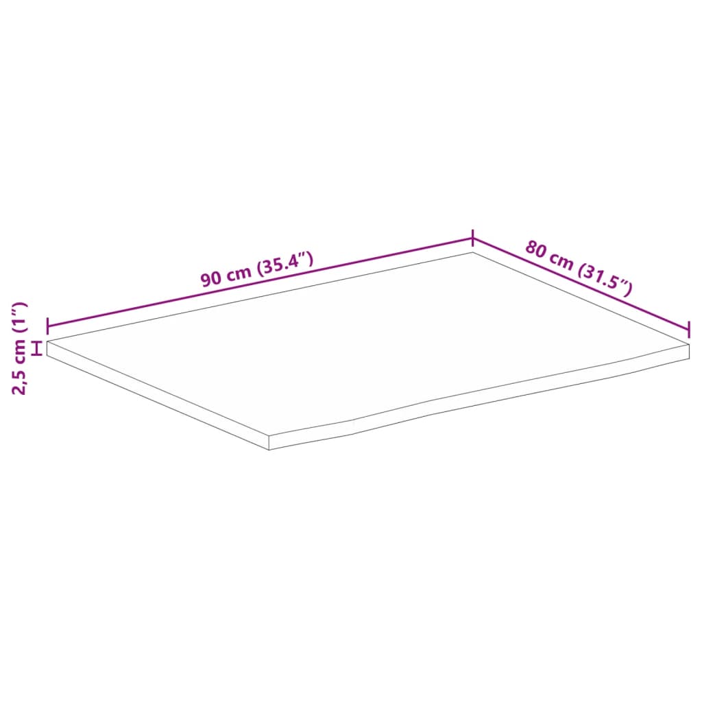 vidaXL Plateau de table à bord vif 90x80x2,5 cm Bois de manguier massif