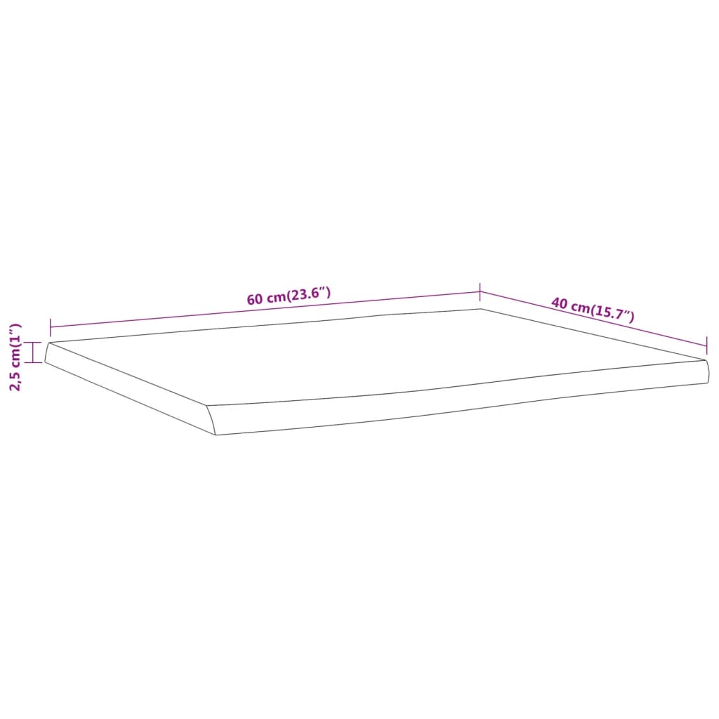vidaXL Tischplatte 60x40x2,5 cm Rechteckig Massivholz Akazie Baumkante